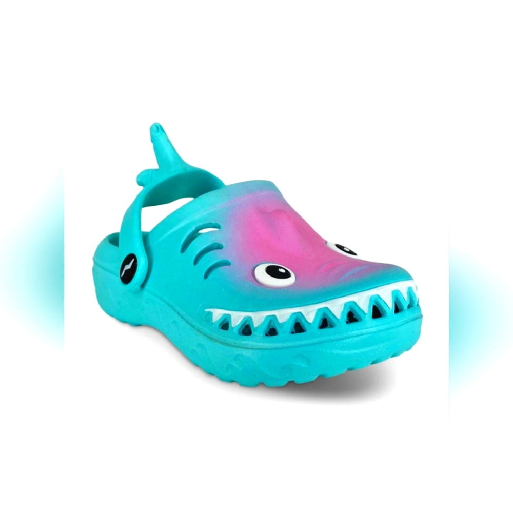 Toddler Girl Shark Croc Sandals-Turquoise